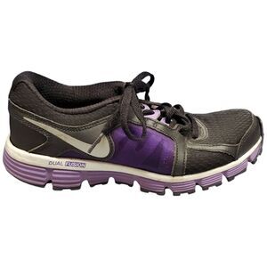 Nike Dual Fusion ST2 Running Shoes‎ Youth Size 4 Black Purple Lace Up 456970-009